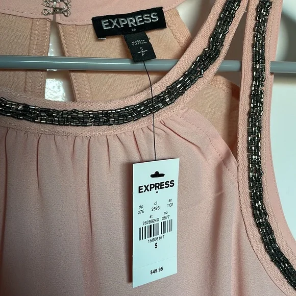 NWT Express blush Bead Accent blouse - Picture 4 of 8
